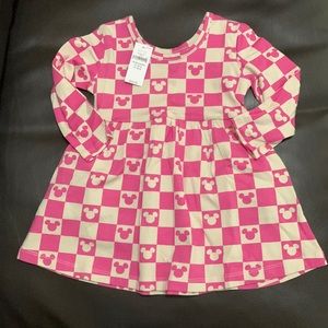 Gap Disney pink and white checked dress.